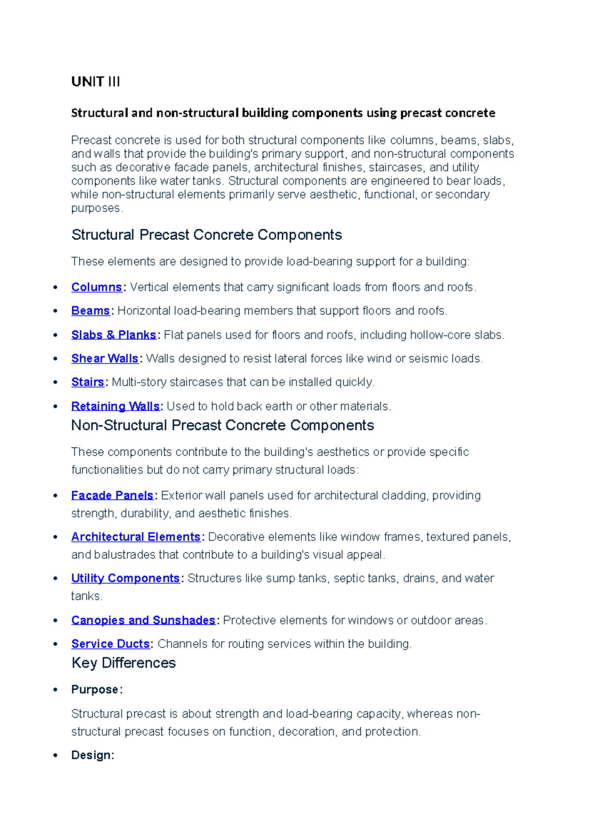 BMC IV Lecture Notes: Structural & Building Components in Precast ...
