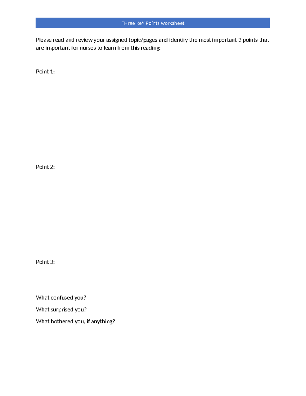 3 Key points worksheet - 362 - Please read and review your assigned ...