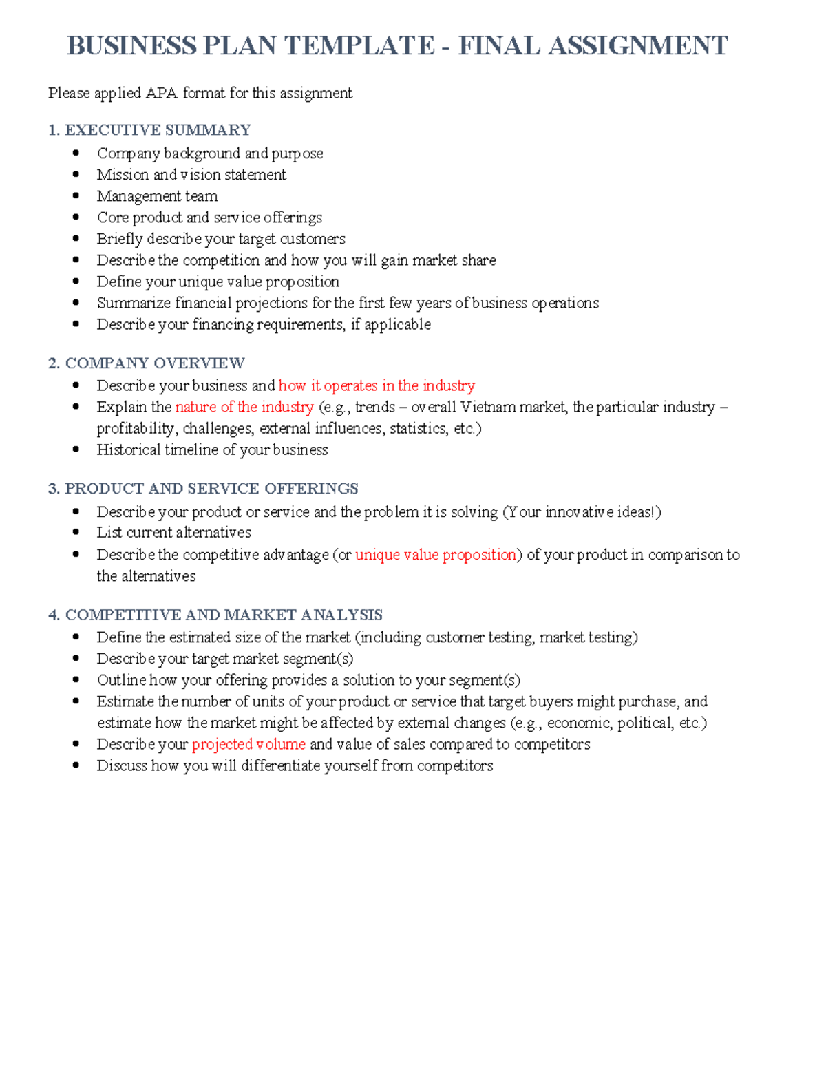 BUSINESS PLAN TEMPLATE: FINAL ASSIGNMENT GUIDE - Studocu