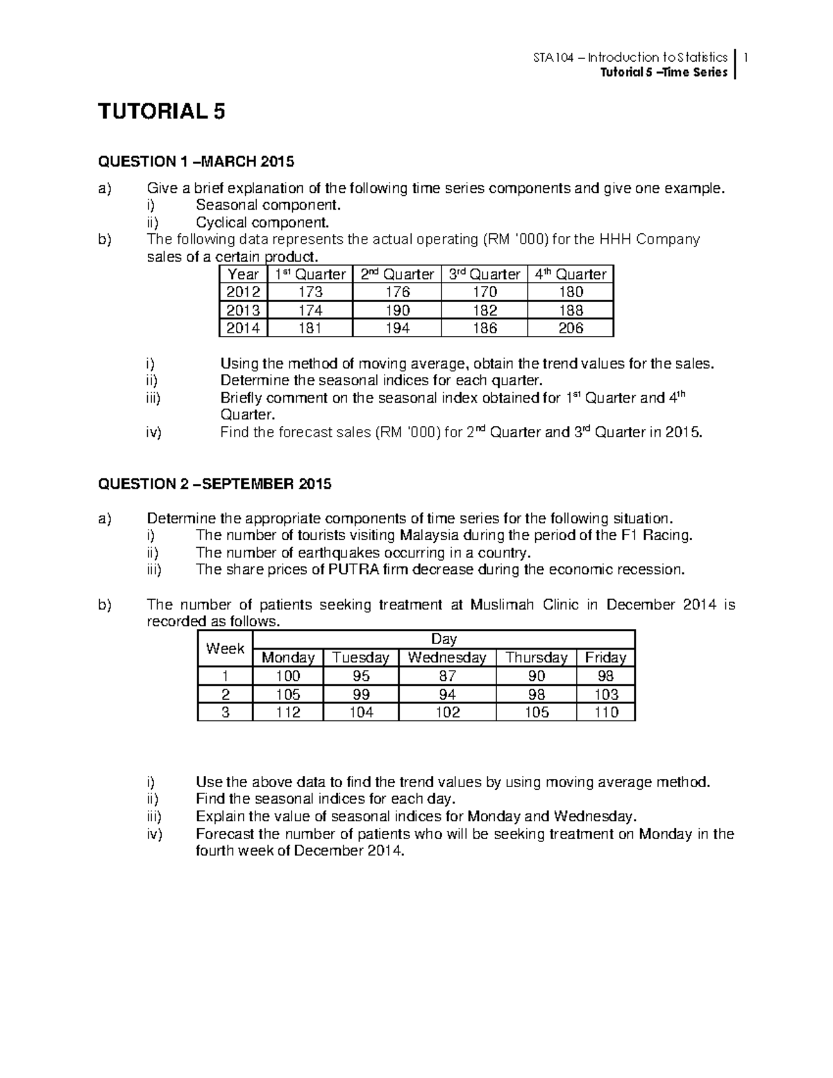 Tutorial 5 – Time Series Analysis for STA104 with Examples and ...