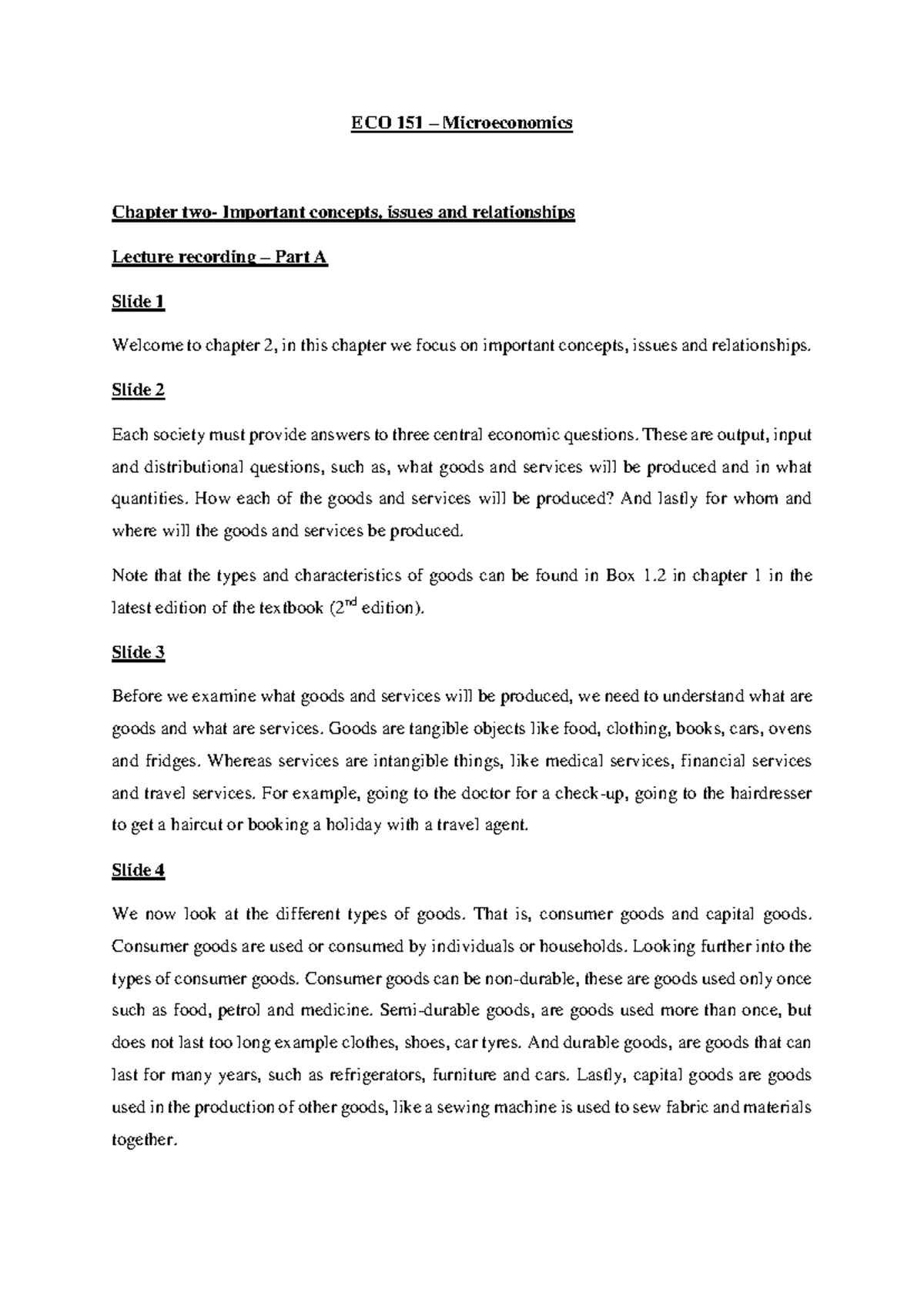 Chapter+2+lecture+slide+notes - ECO 151 – Microeconomics Chapter two ...