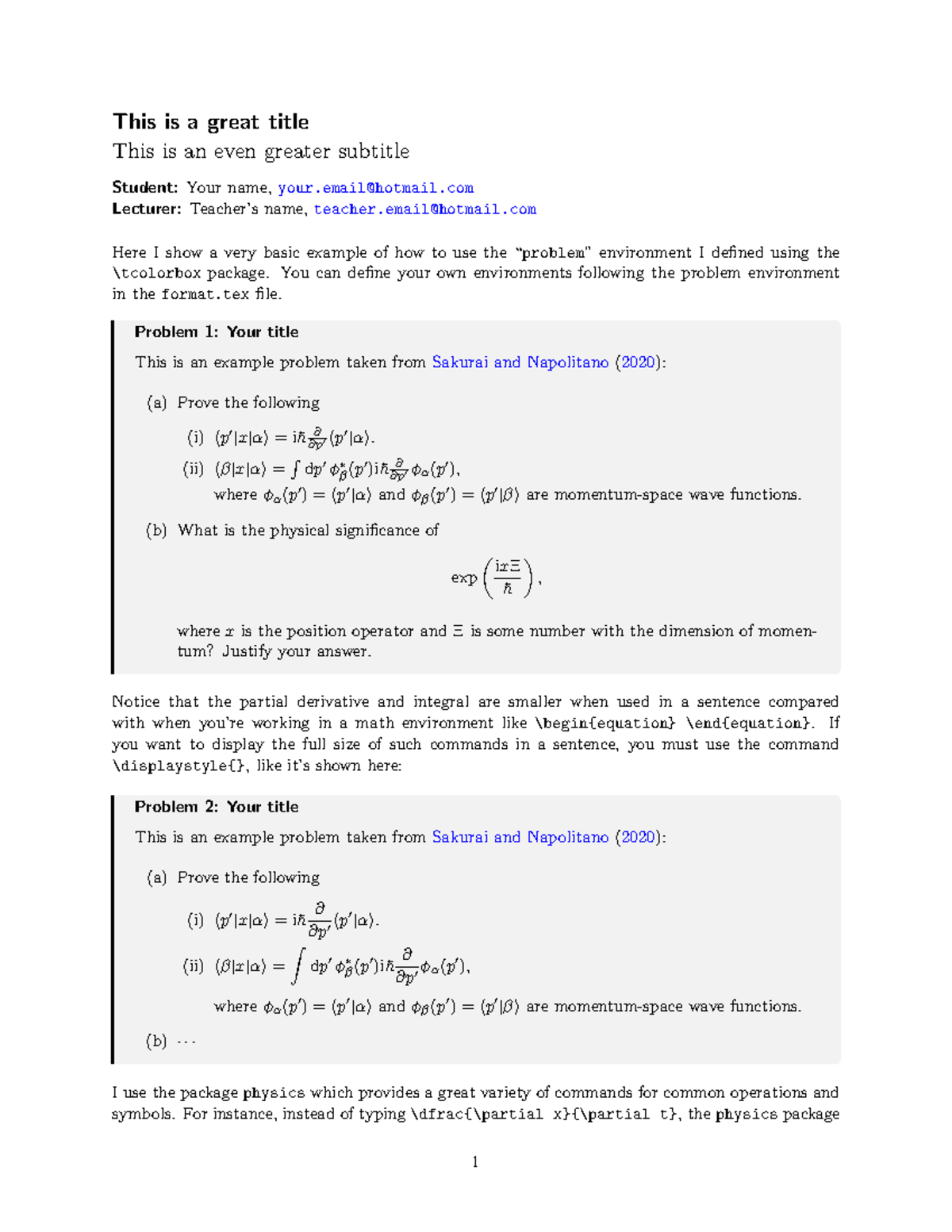 Basic Homework Template for Physics Problems - Studocu