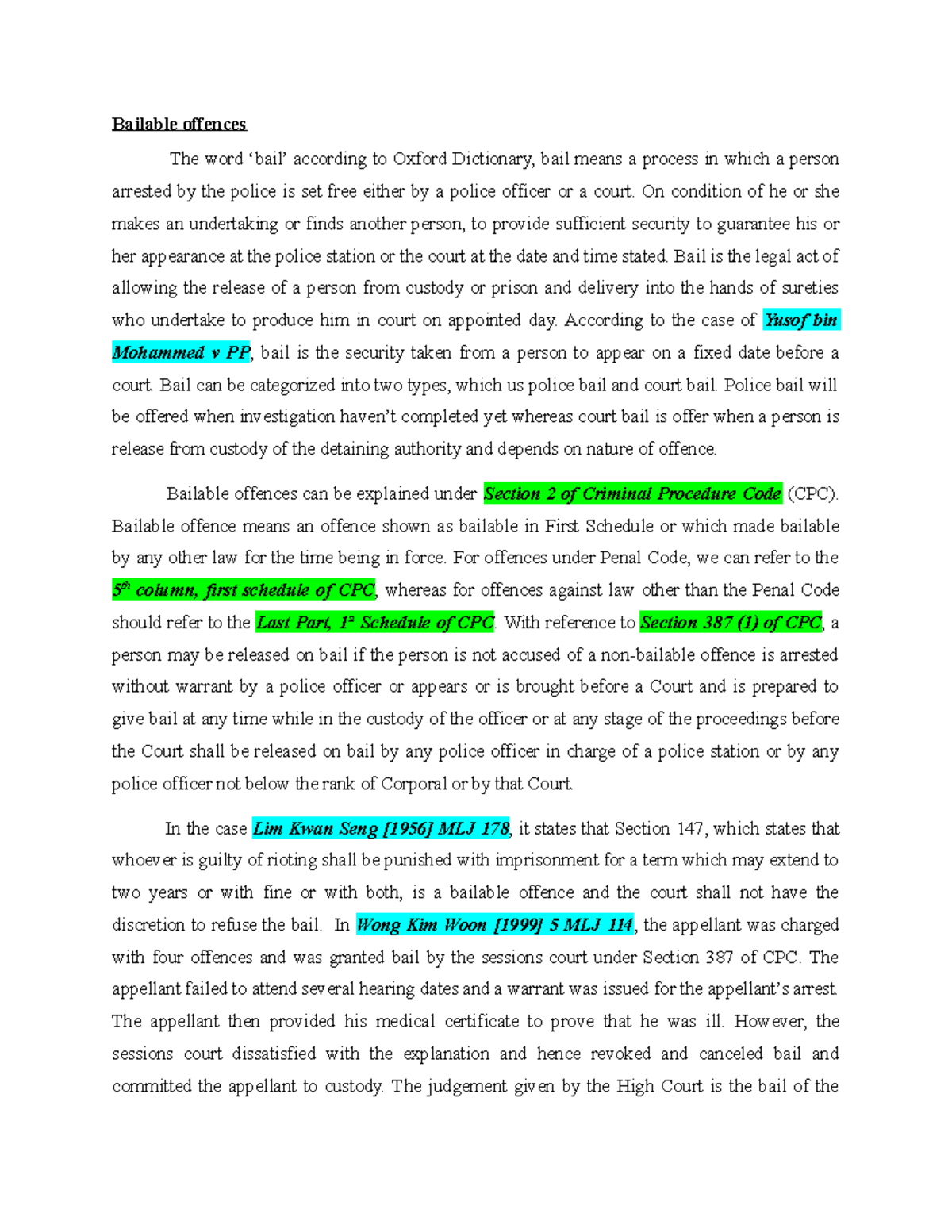 PCC Chapter 1: Understanding Bailable vs Non-Bailable Offences - Studocu
