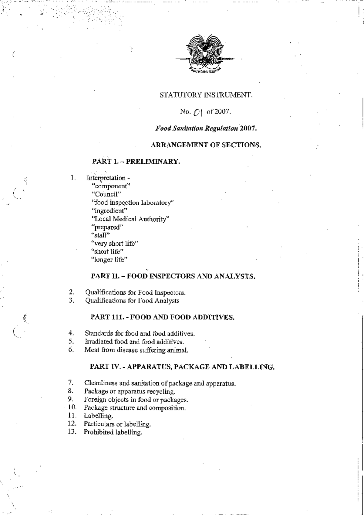 Food Regulation: Overview of the Food Sanitation Regulation 2007 - Studocu