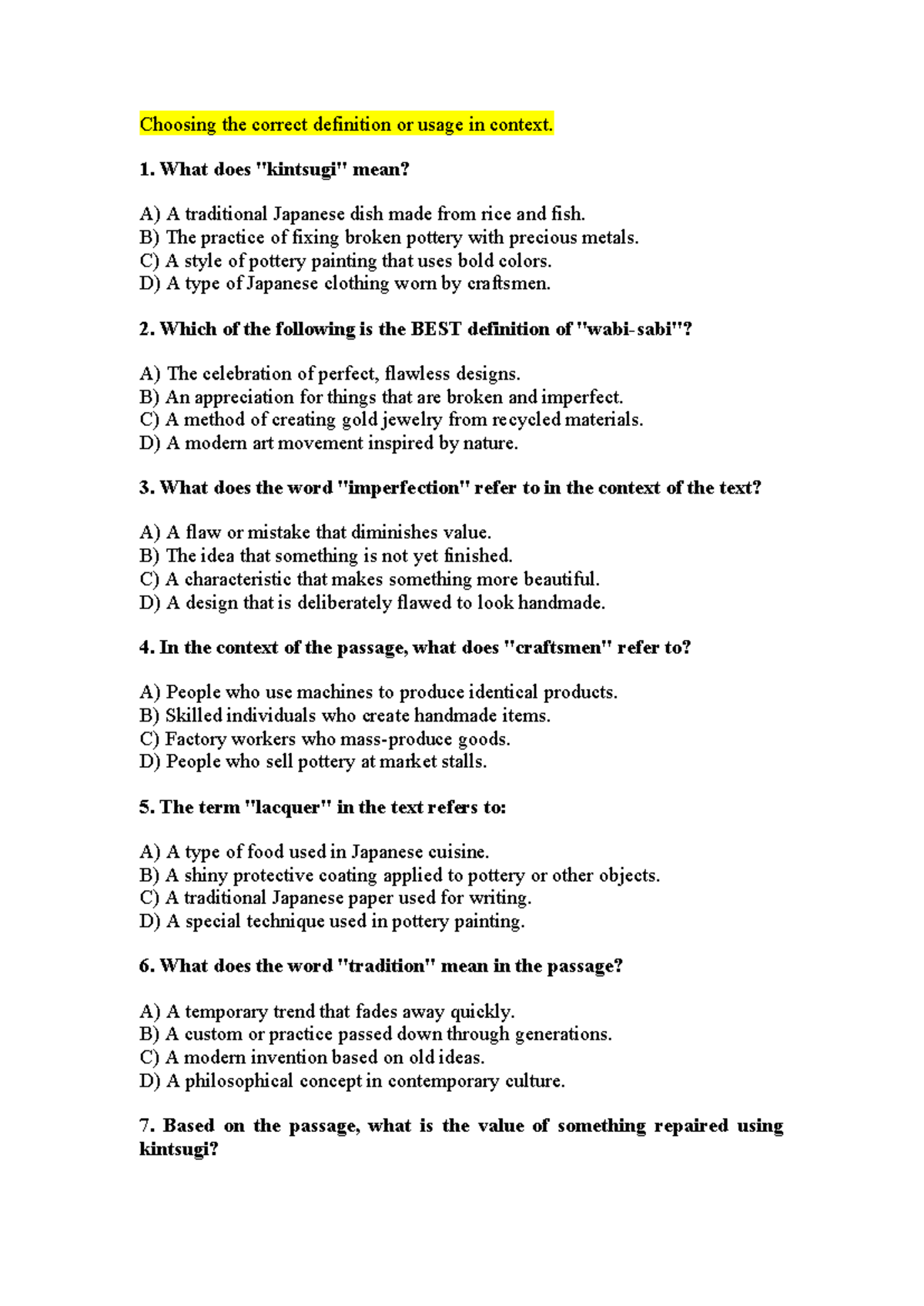 Unit 2 - exercises - Practice reading skill - Choosing the correct ...