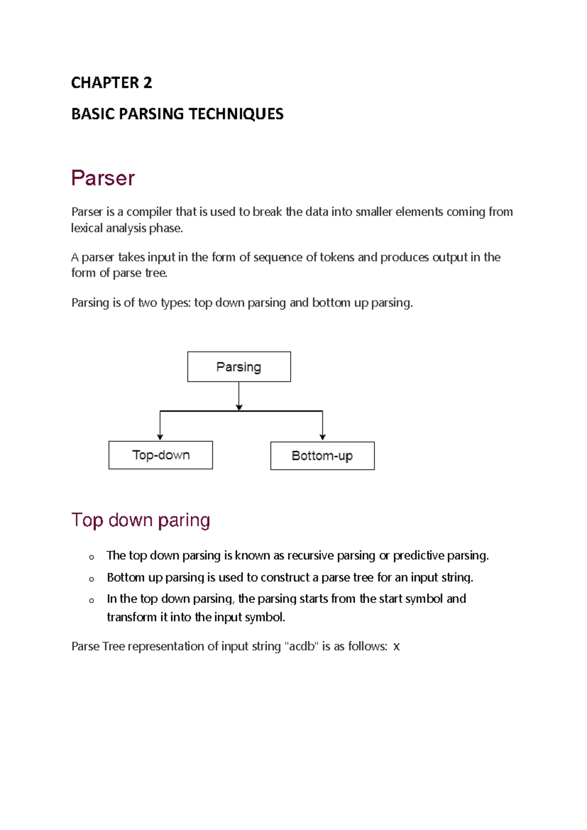 Parsing Techniques: An In-Depth Study (Course Code: COMP 202) - Studocu