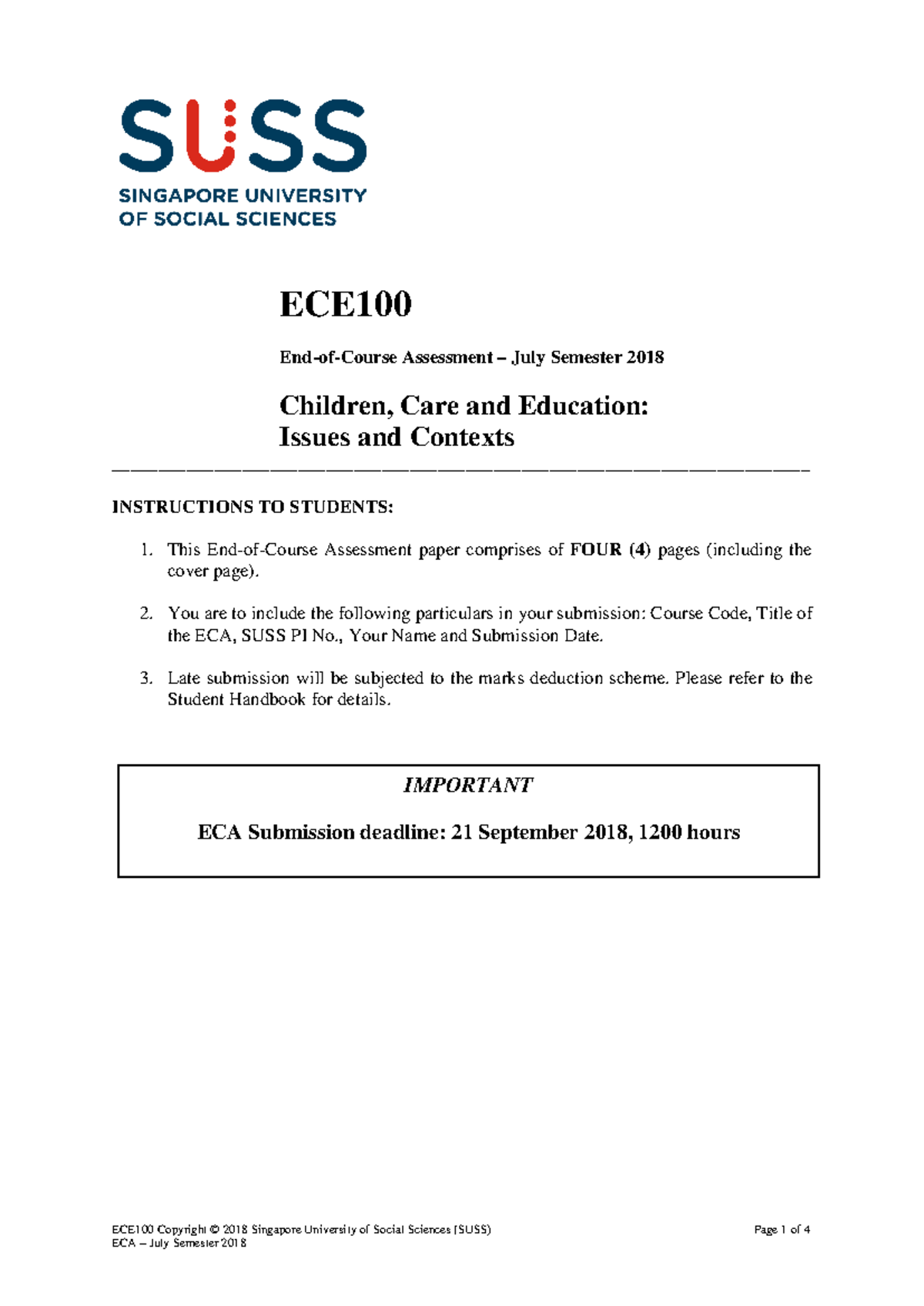 ECE100 ECA EQP Jul18 - ECE100 Copyright © 2018 Singapore University of ...