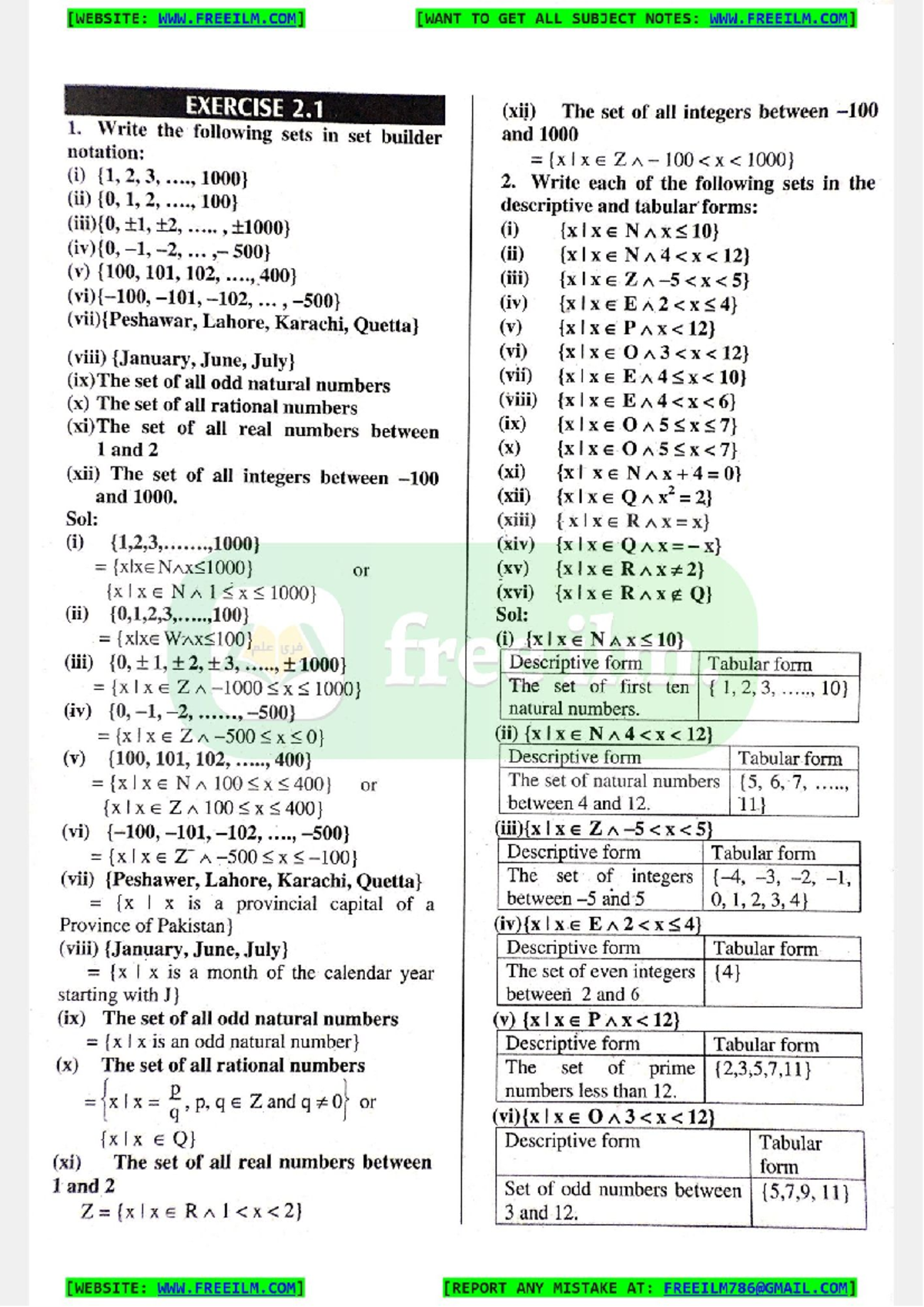 11th Maths: Chapter 2 Exercise 2 Solutions and Notes - Studocu