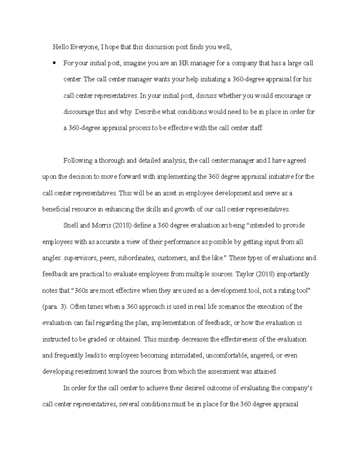 OL- Module 4 discussion - Hello Everyone, I hope that this discussion ...