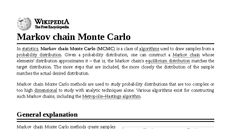 MATH 501: Markov Chain Monte Carlo Methods in Statistics - Studocu