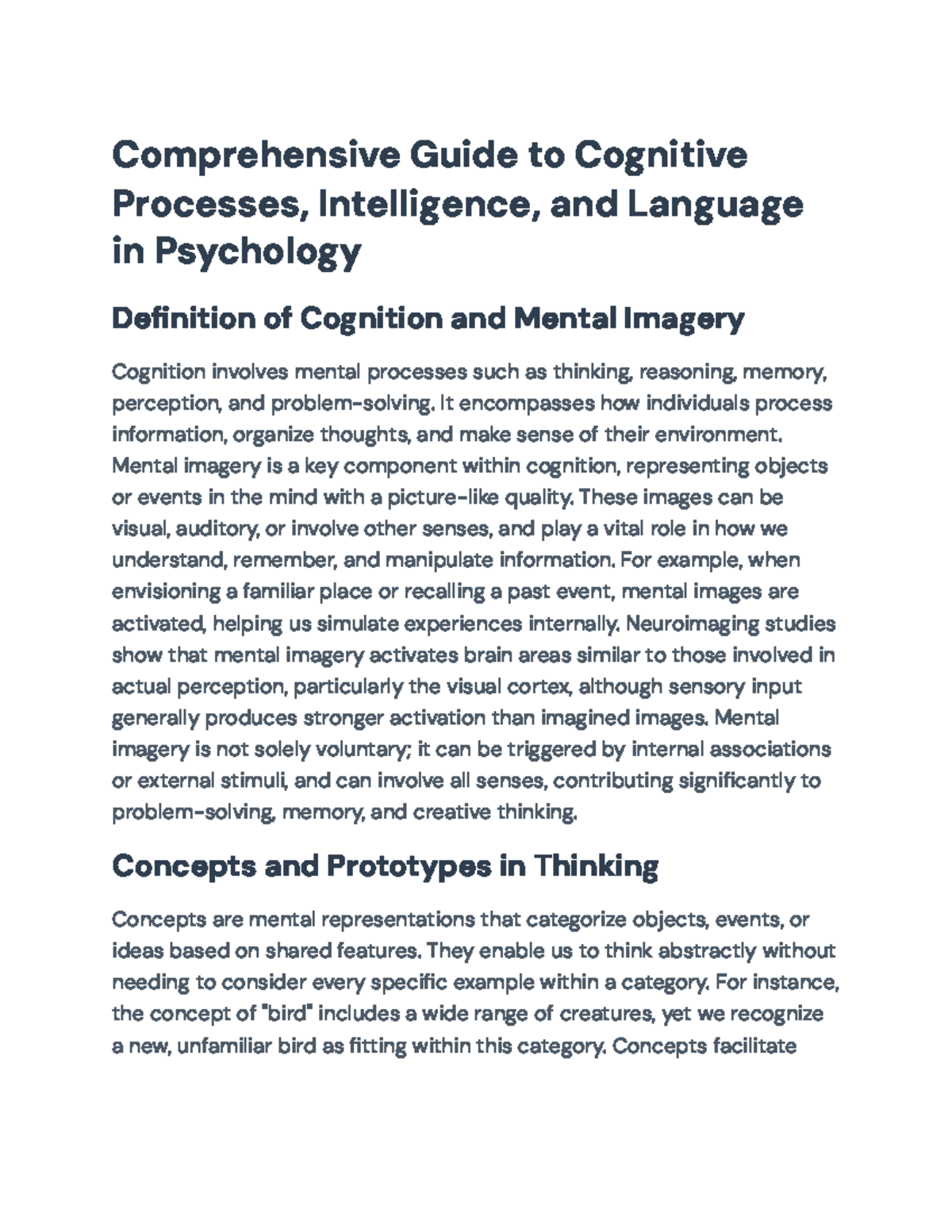 Cognitive Processes, Intelligence, and Language in Psychology (PSY 101 ...