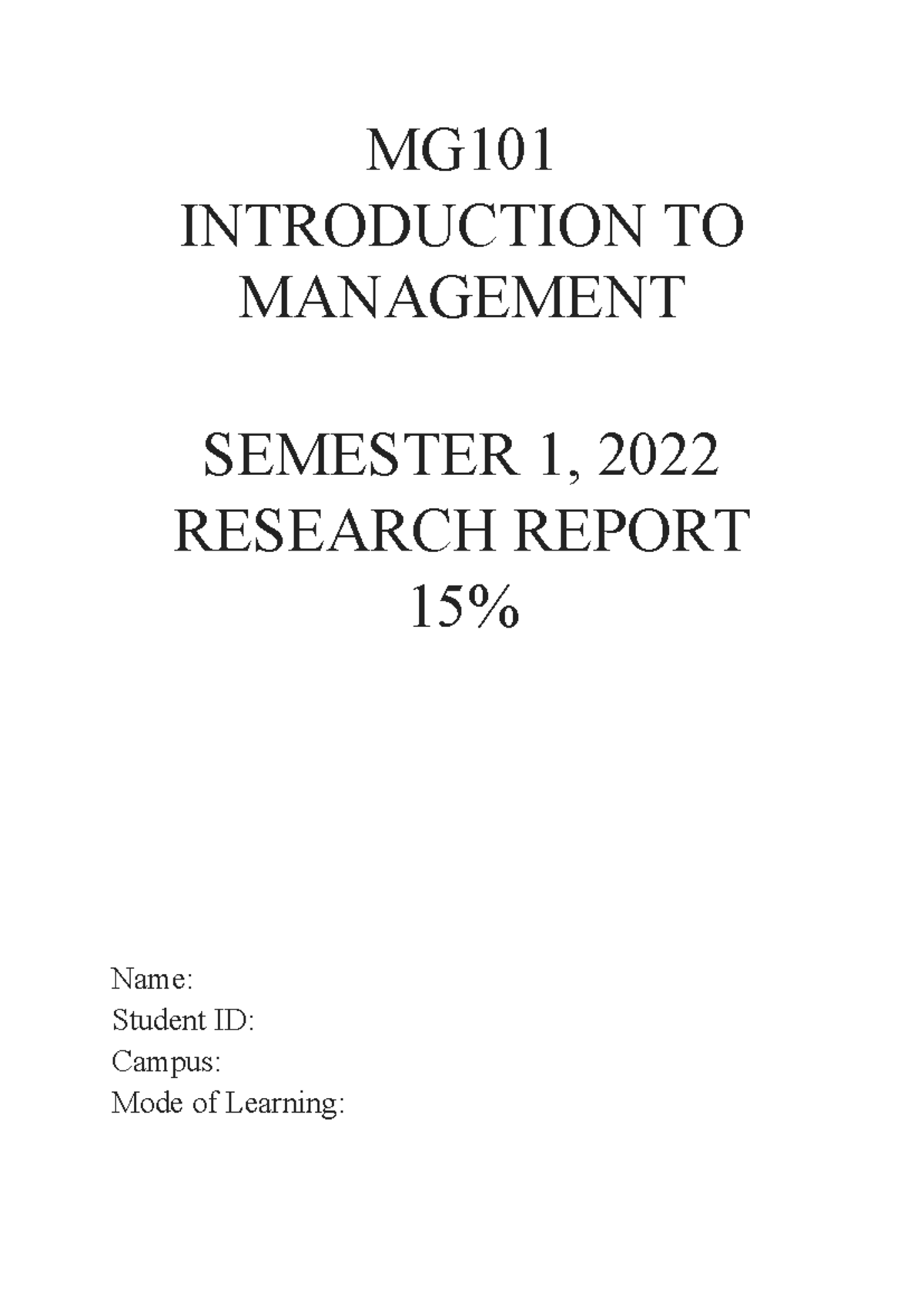MG101 - Research Report on Open System in Real Estate Business - Studocu