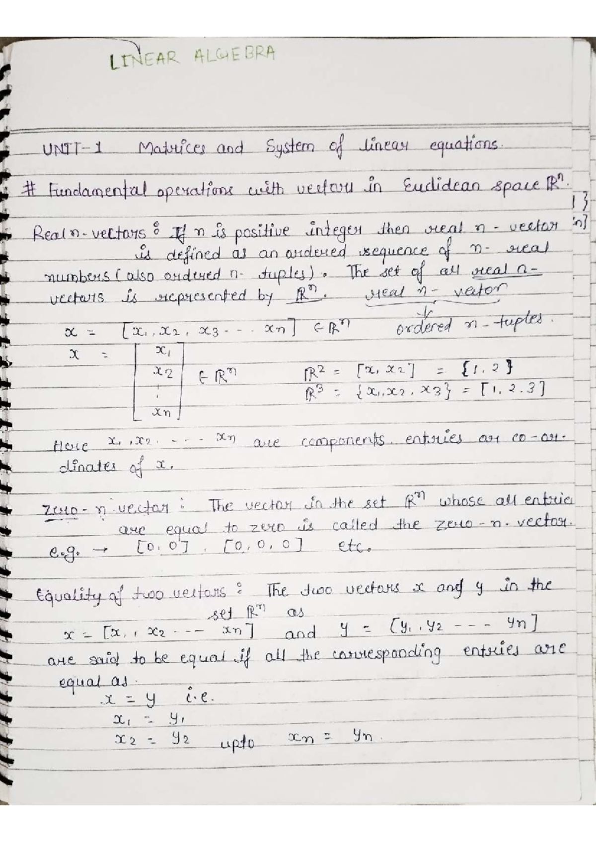 Linear Algebra Complete Notes (Course Code: 240601) - Studocu