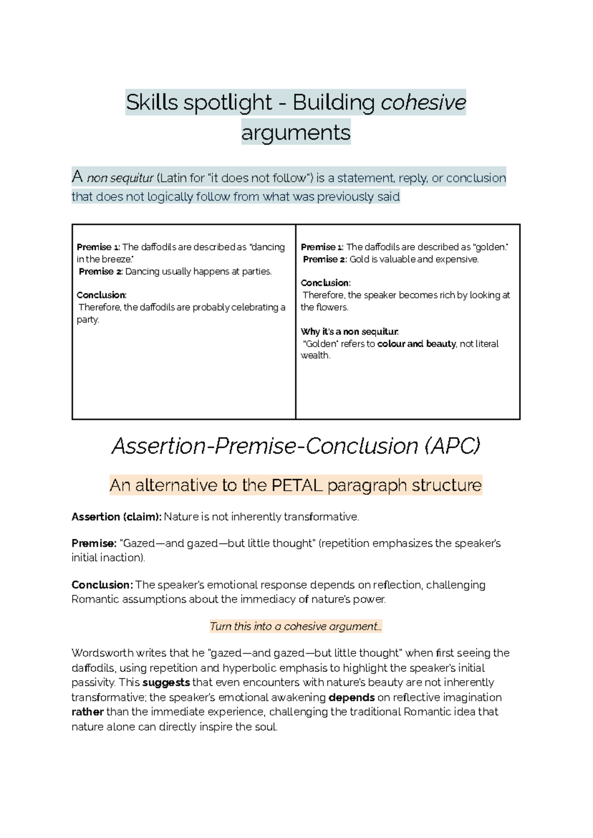 Year 10 APC: Building Cohesive Arguments in Literature - Studocu