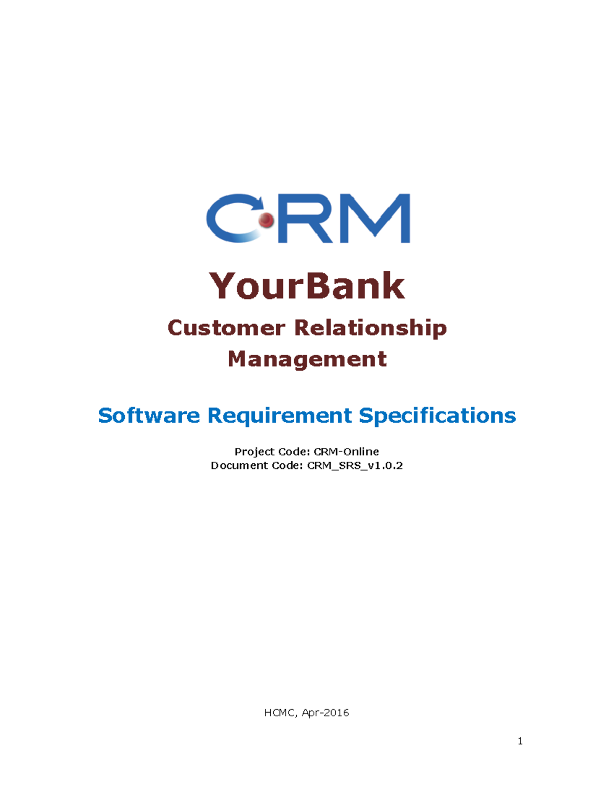 Your Bank CRM SRS v1 - File SRS - YourBank Customer Relationship ...