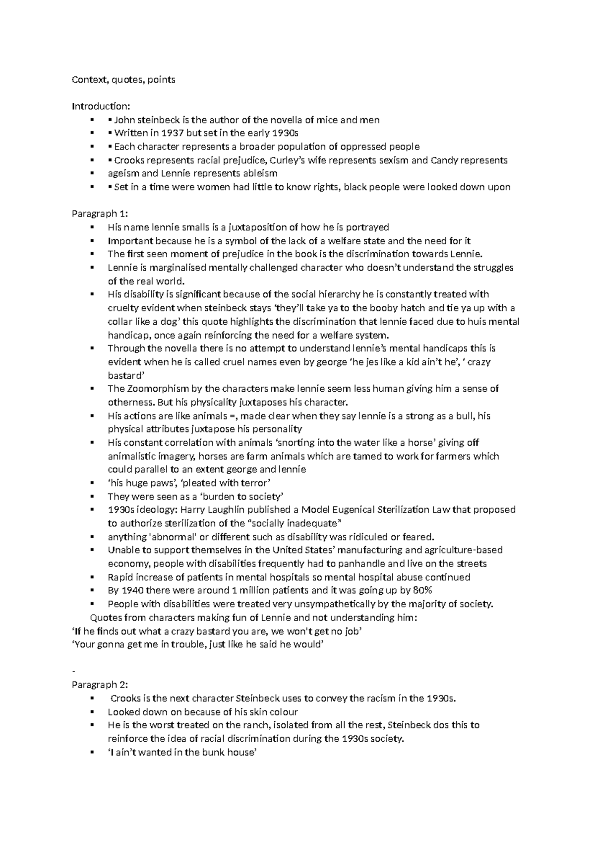GCSE History: Contextual Analysis of Steinbeck's "Of Mice and Men ...