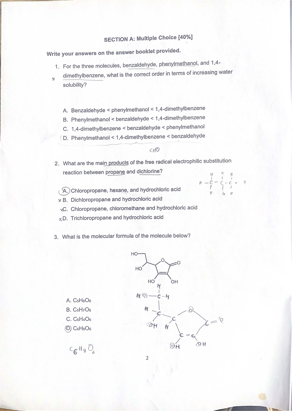 Chem 102 2025 Final Exam: Multiple Choice & Structured Questions - Studocu