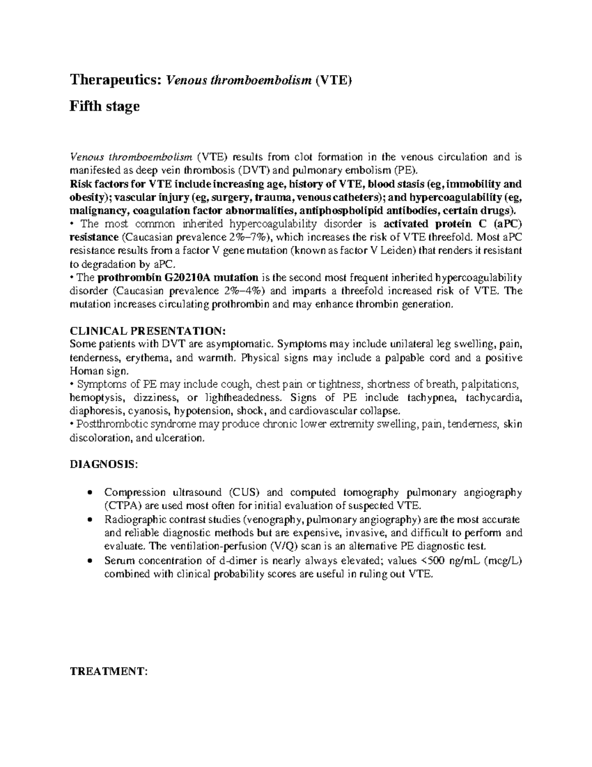 Therapeutics: Understanding Venous Thromboembolism (VTE) Management ...