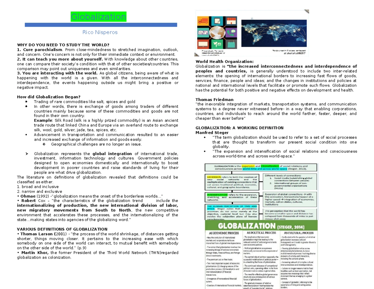 Globalization Concepts in Contemporary World: Unit 1 Overview - Studocu