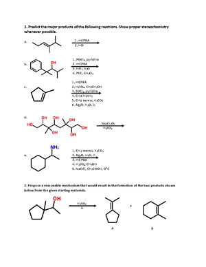 Ch. 7 - Practice Worksheet for Organic Chemistry Reactions and ...