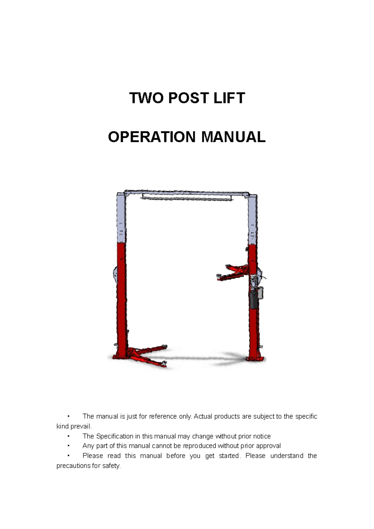 L24CS Two Post Lift Operation Manual and Safety Instructions - Studocu