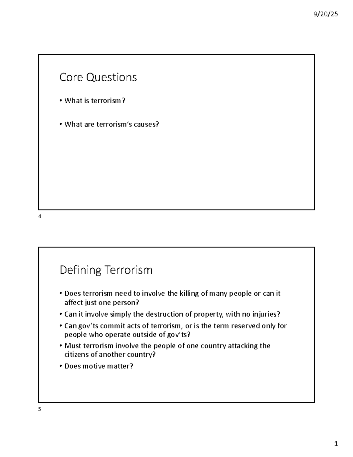 Defining Terrorism: Contexts, Causes, and Historical Waves (Course Code ...