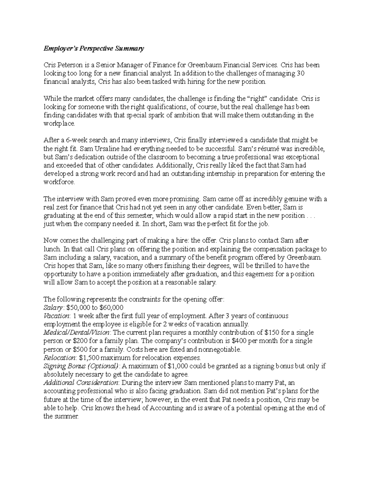 Salary Negotiation Employer S Perspective Employer S Perspective