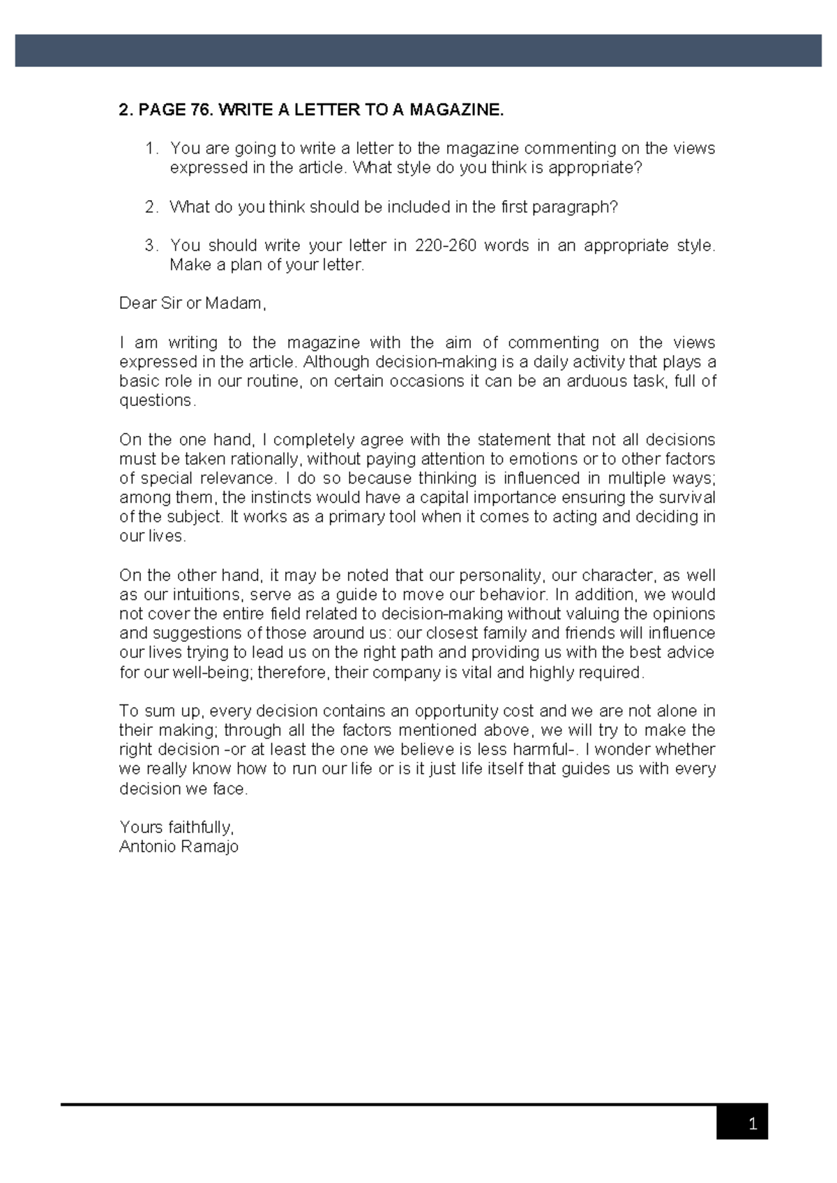 Writing a Letter to a Magazine - SSS - Studeersnel