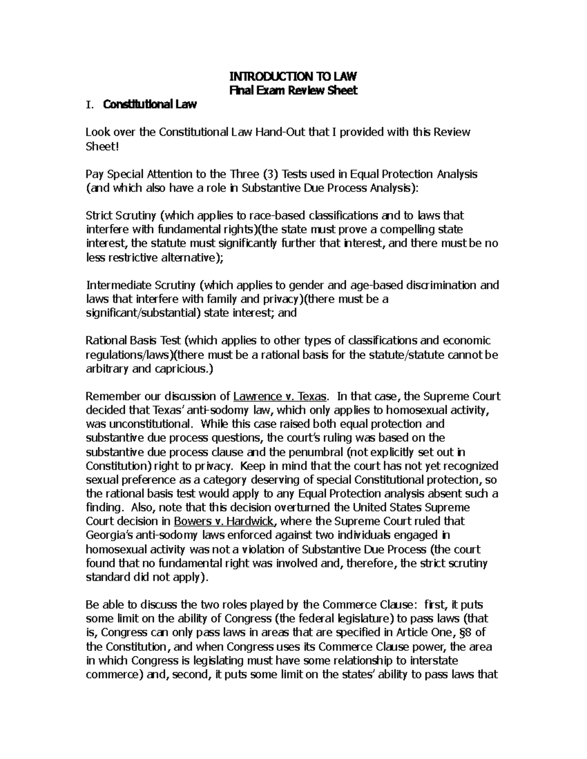 Intro to Law Final Exam Review Notes (12062021) - Studocu