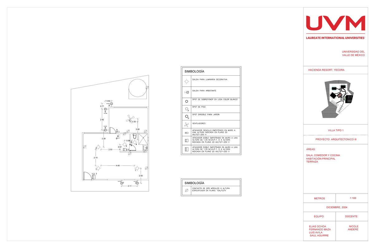 Planos Villa 1 Cuartos Electrico - SIMBOLOGÍA SIMBOLOGÍA P D 2. 4. 2. 0 ...