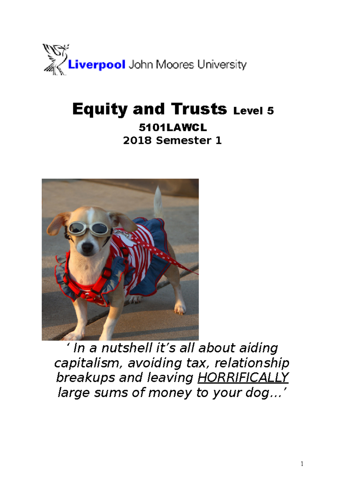 Final exam 5 May, answers - Equity and Trusts Level 5 5101LAWCL 2018 ...