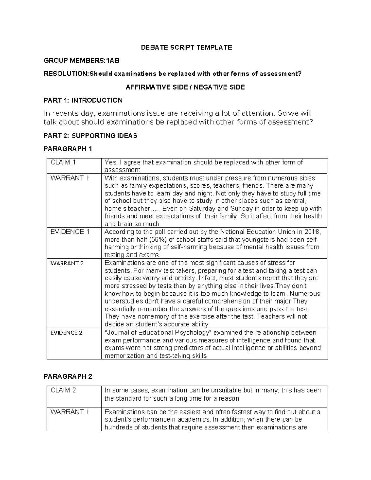 1AB - speaking - DEBATE SCRIPT TEMPLATE GROUP MEMBERS:1AB RESOLUTION ...
