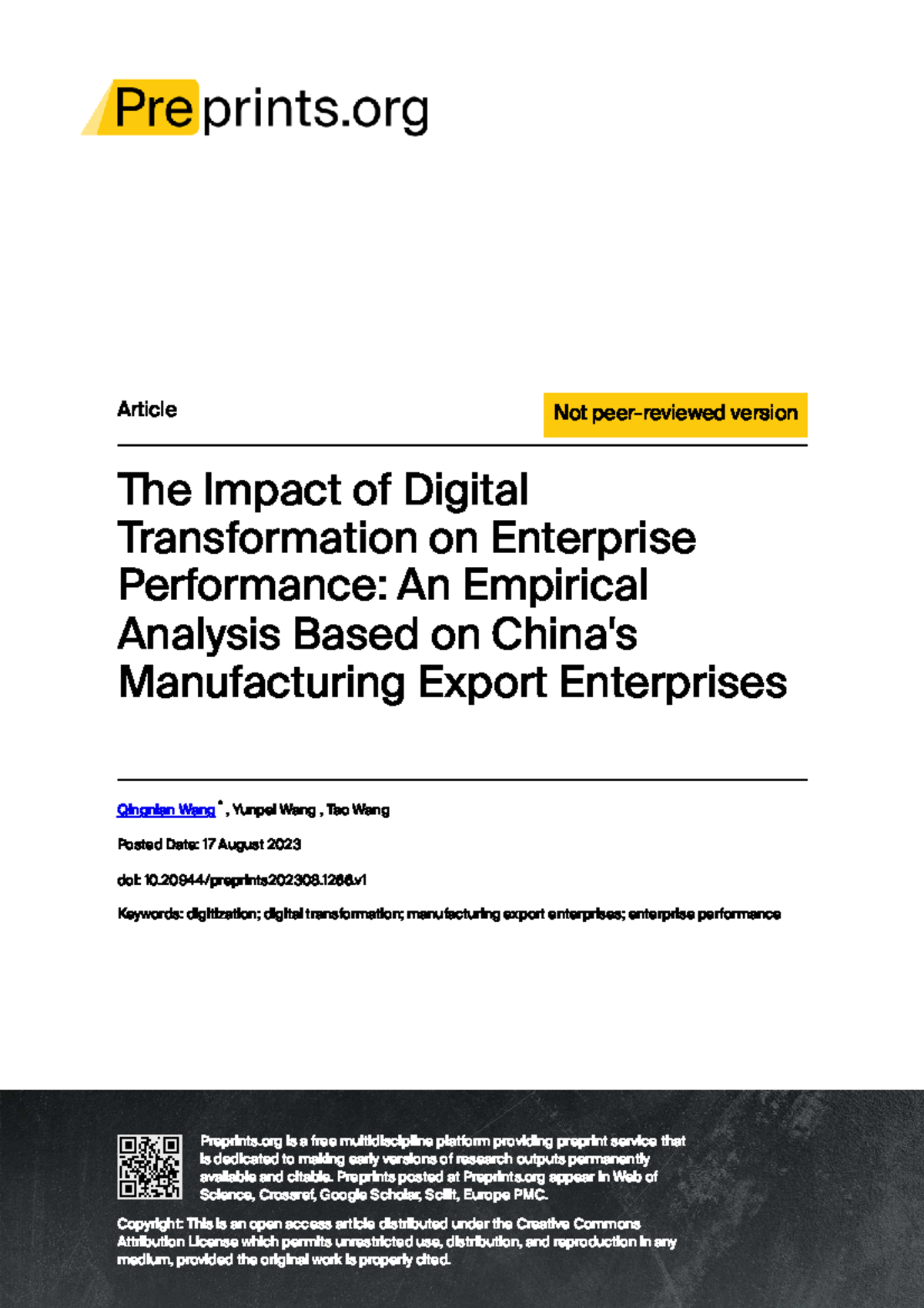 Digital Transformation and Enterprise Performance: Insights from ...