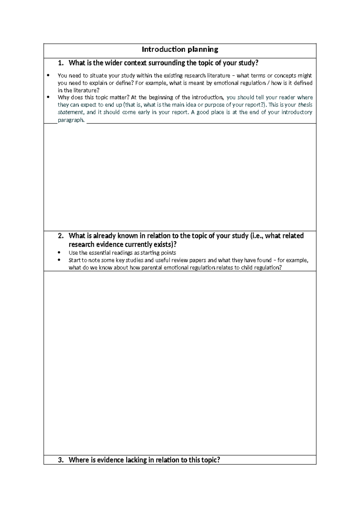 2024 Introduction Planning Sheet: Context & Research Gaps - Studocu
