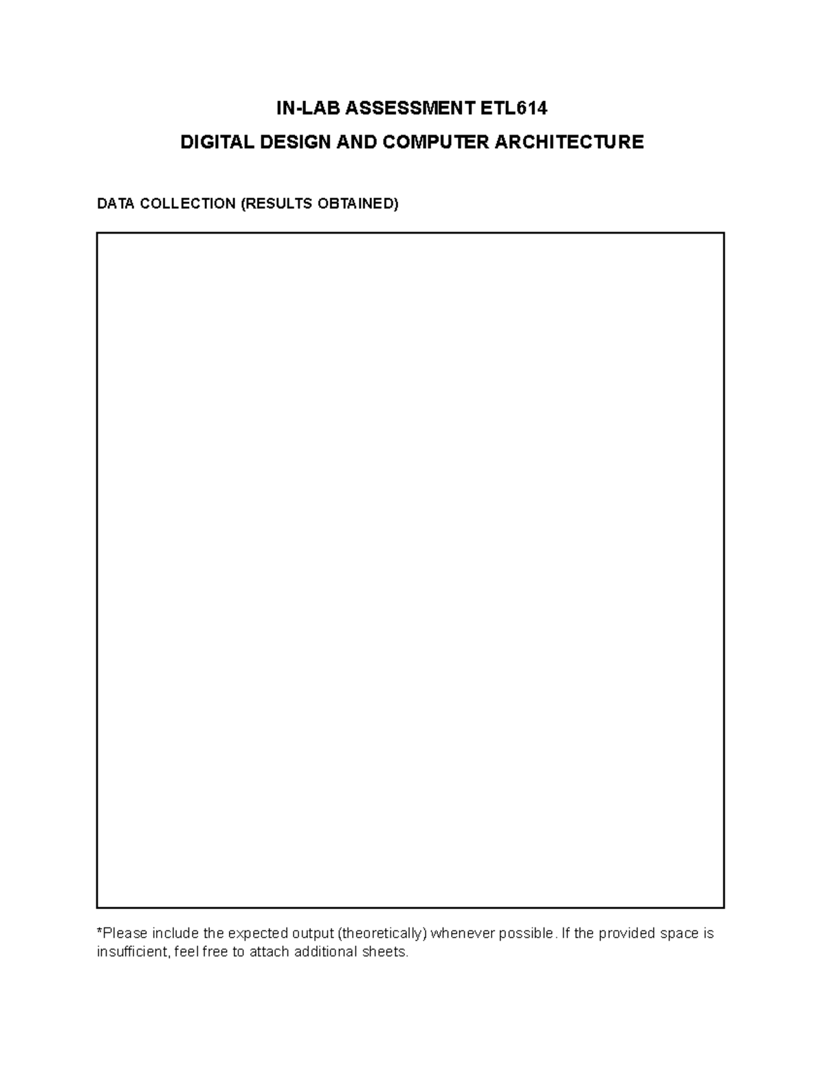 In-Lab Assessment Sheet - highway engineering - IN-LAB ASSESSMENT ETL ...
