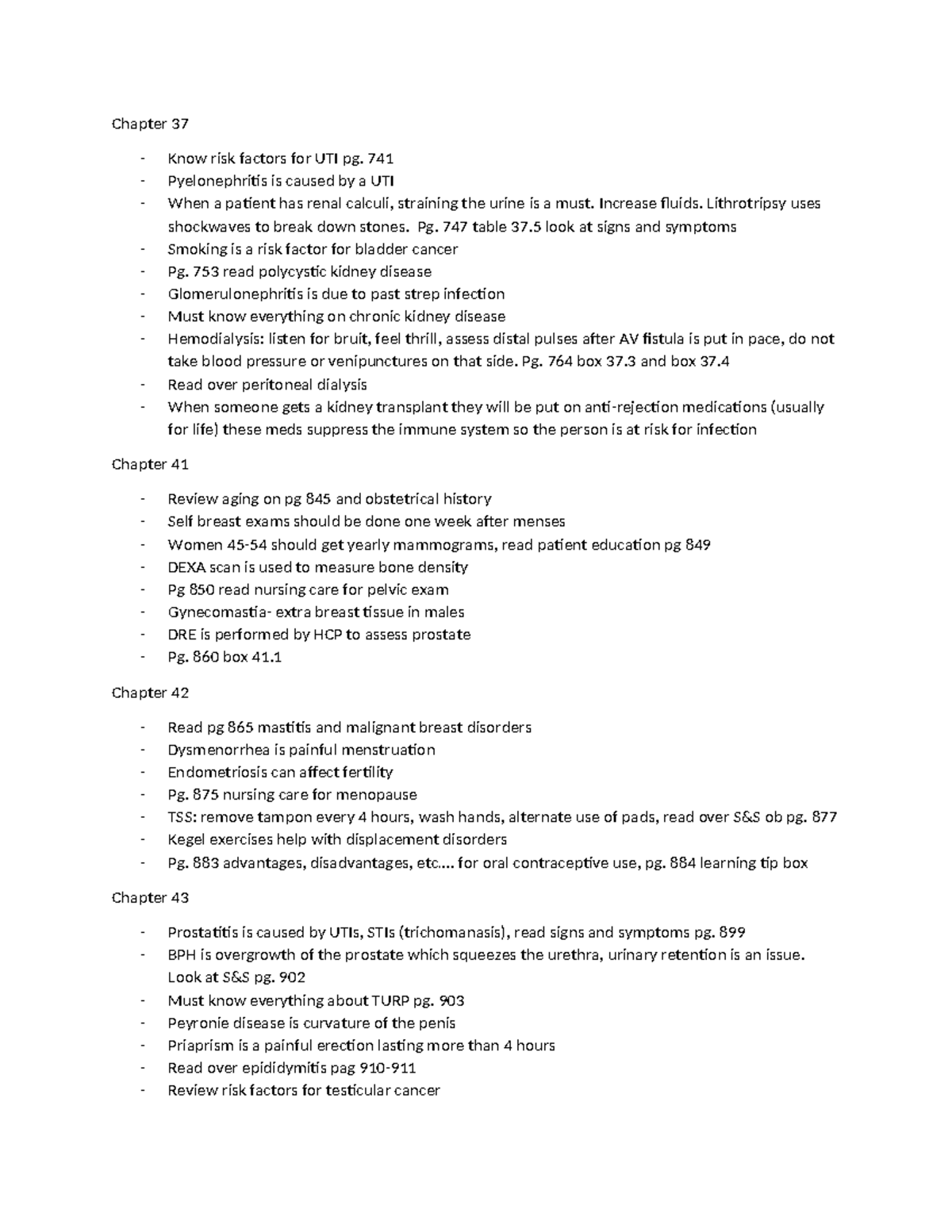 Chapter 37-43 Health Nutrition Notes: UTI, Kidney, and Reproductive ...