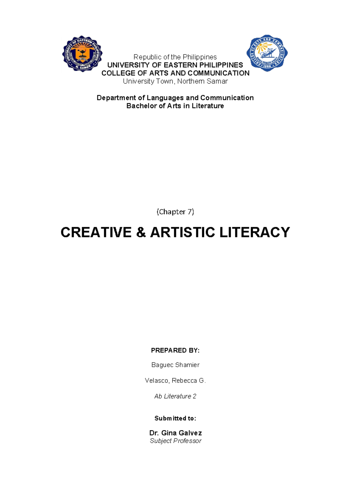 TERM- Paper-Velasco&Baguec - Republic of the Philippines UNIVERSITY OF ...