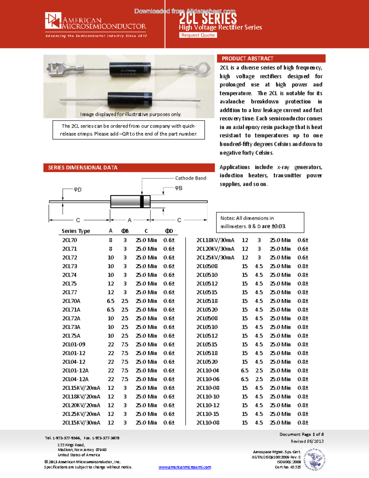 2CL Series High Voltage Rectifiers: Product Overview and Specs - Studocu