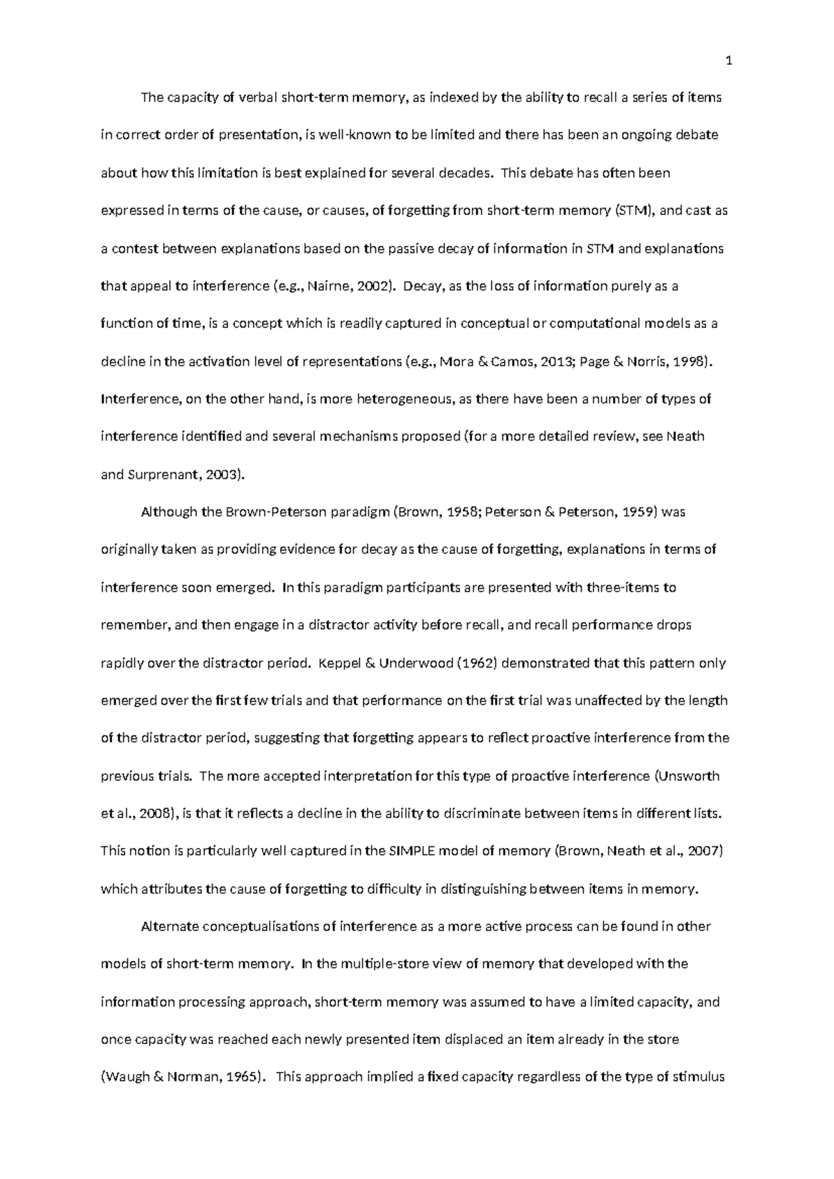 Communication Assignment 2: Exploring Verbal Memory Limitations and ...