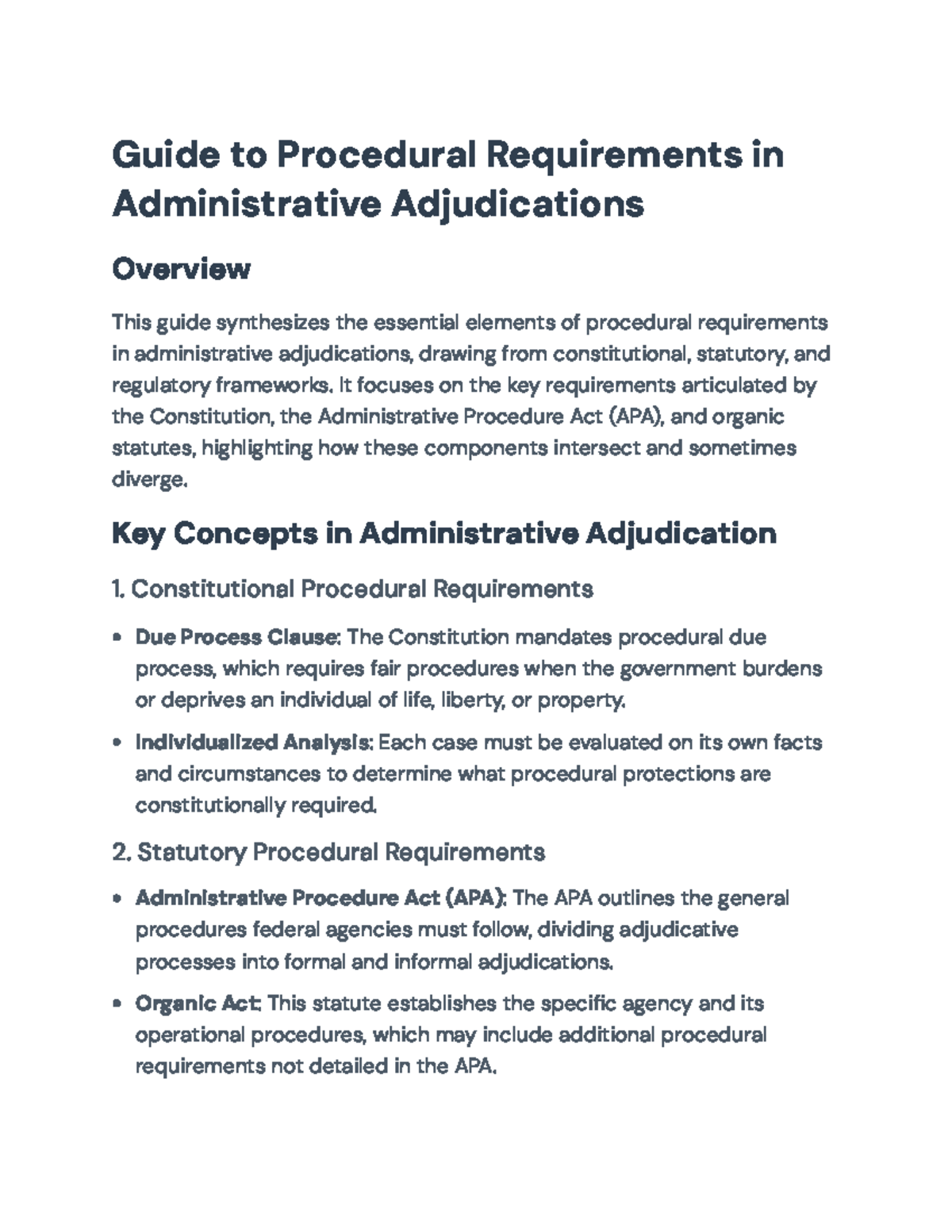 Guide to Procedural Requirements in Admin Adjudications (APA) - Guide ...