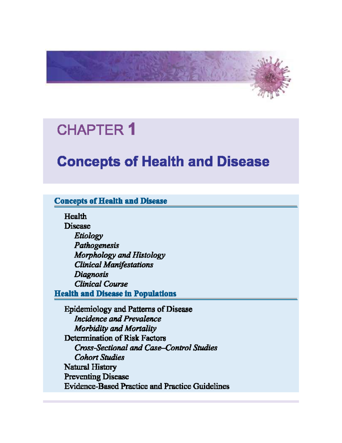 CP1: Chapter 1 - Concepts of Health and Disease Overview - Studocu