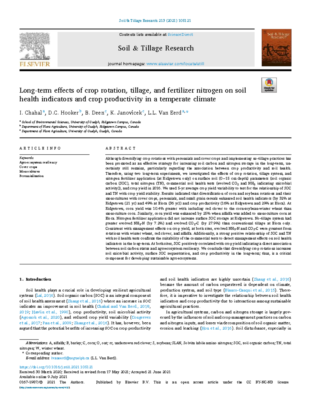 Long-term impact of crop rotation, tillage, and nitrogen on soil health ...