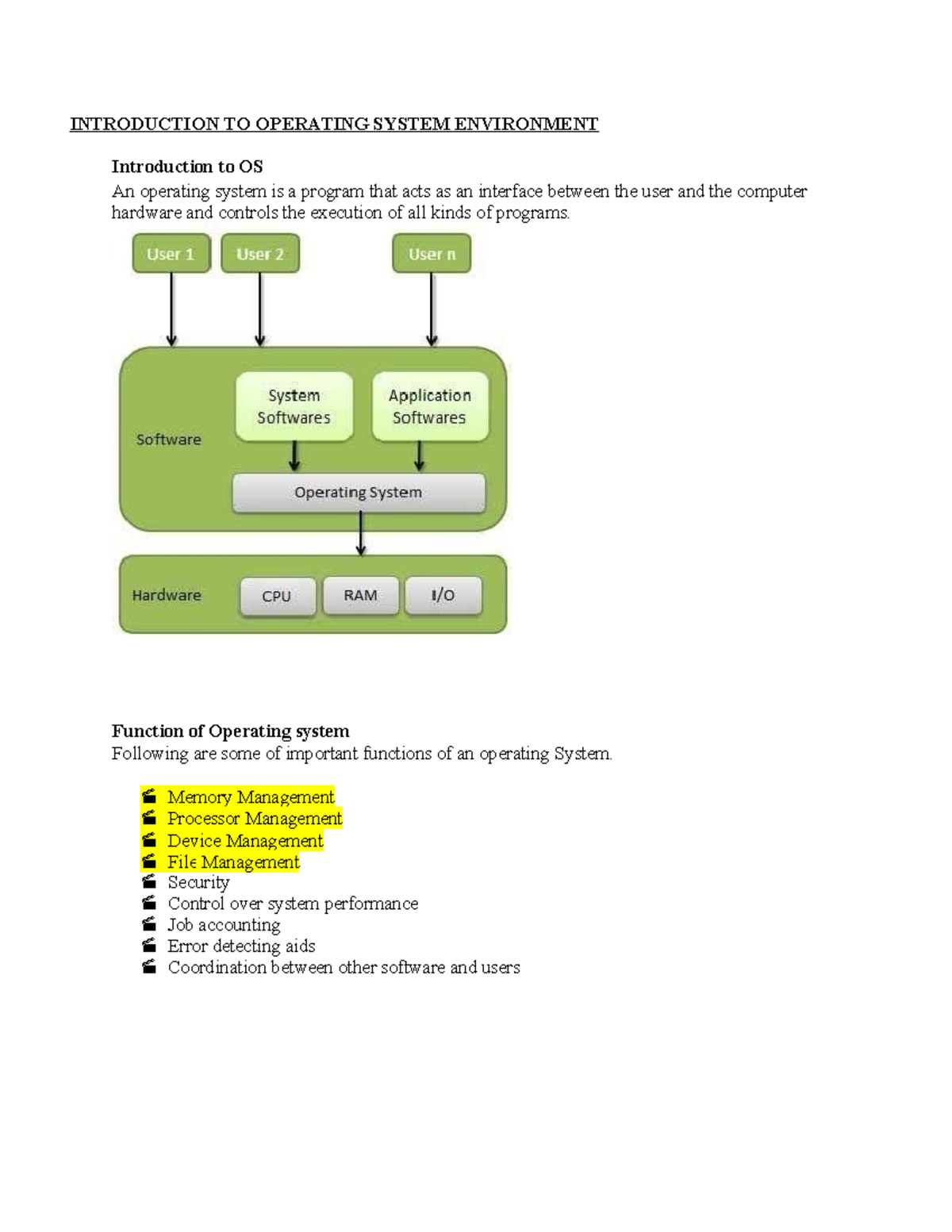 Introduction To Operating System - INTRODUCTION TO OPERATING SYSTEM ...
