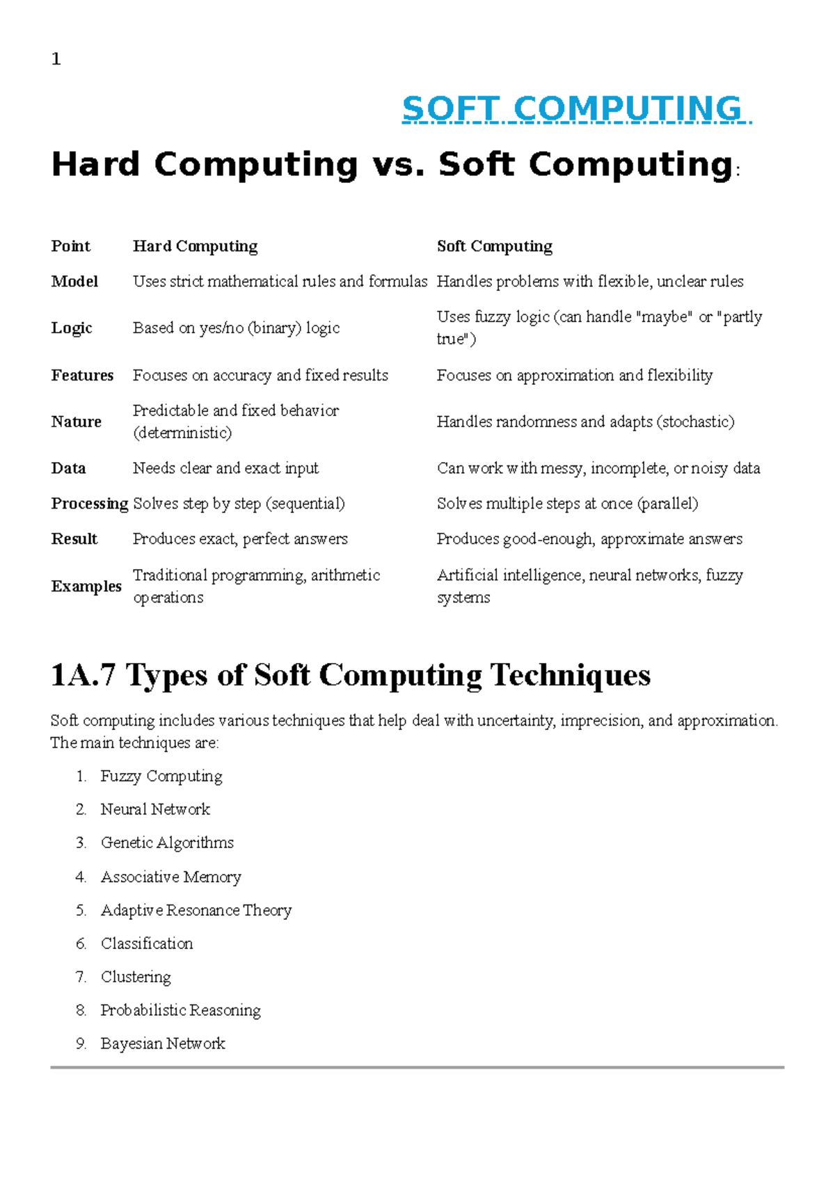 Scnotes - Learn - SOFT COMPUTING Hard Computing vs. Soft Computing ...