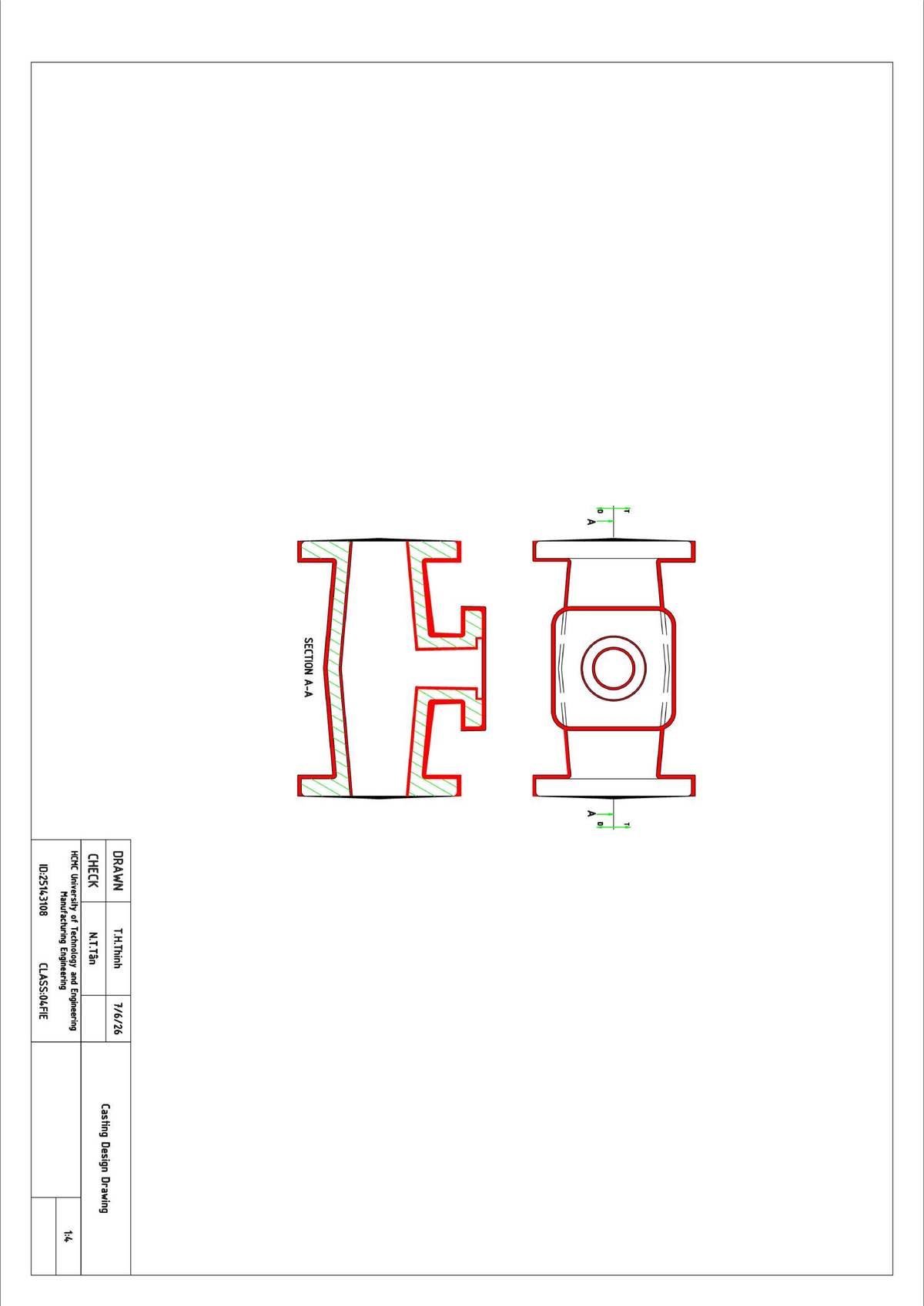 Casting Design Drawing - thiết kế chế tạo khuôn mẫu - T T A A SECTION ...