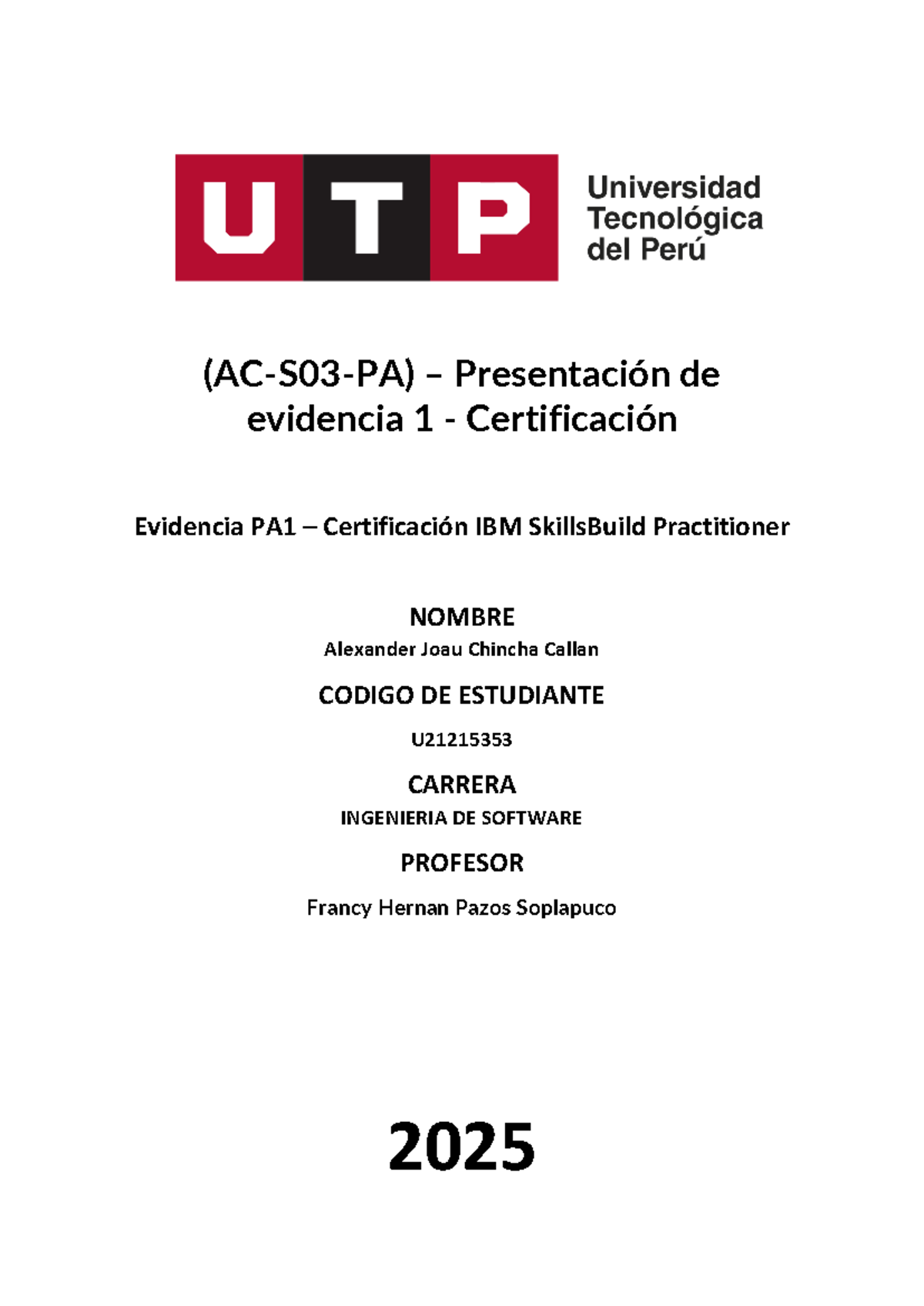 Evidencia PA1: Certificación en Design Thinking - Alexander Chincha - Document Preview