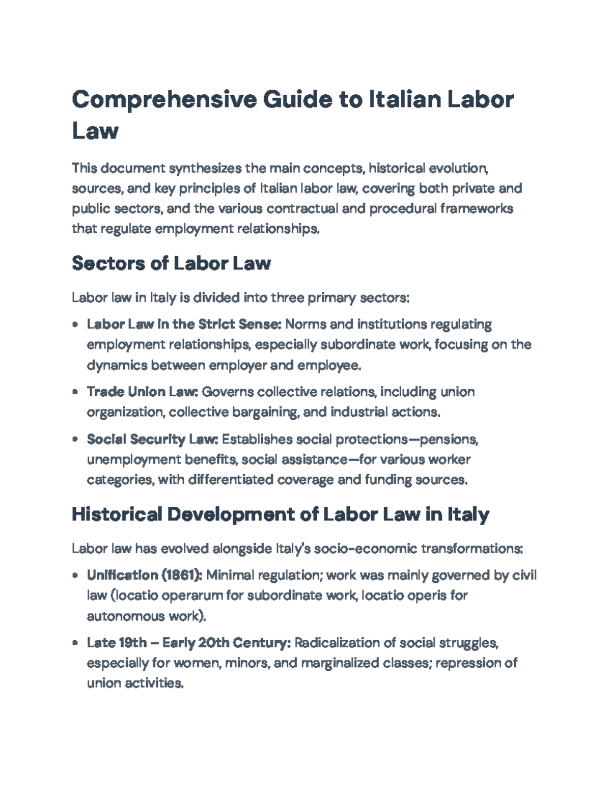 Comprehensive Overview of Italian Labor Law: Key Principles ...