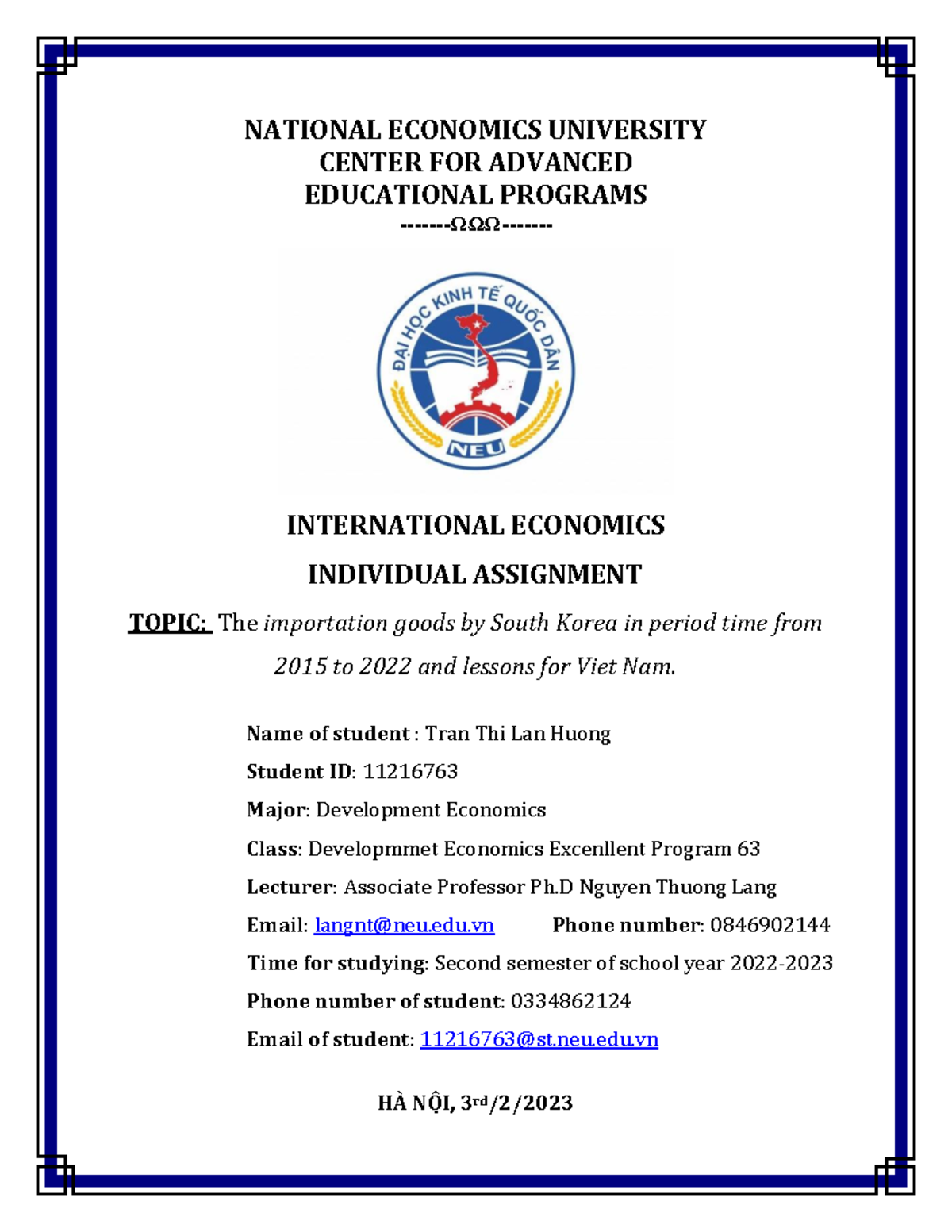 International economics - NATIONAL ECONOMICS UNIVERSITY CENTER FOR ...