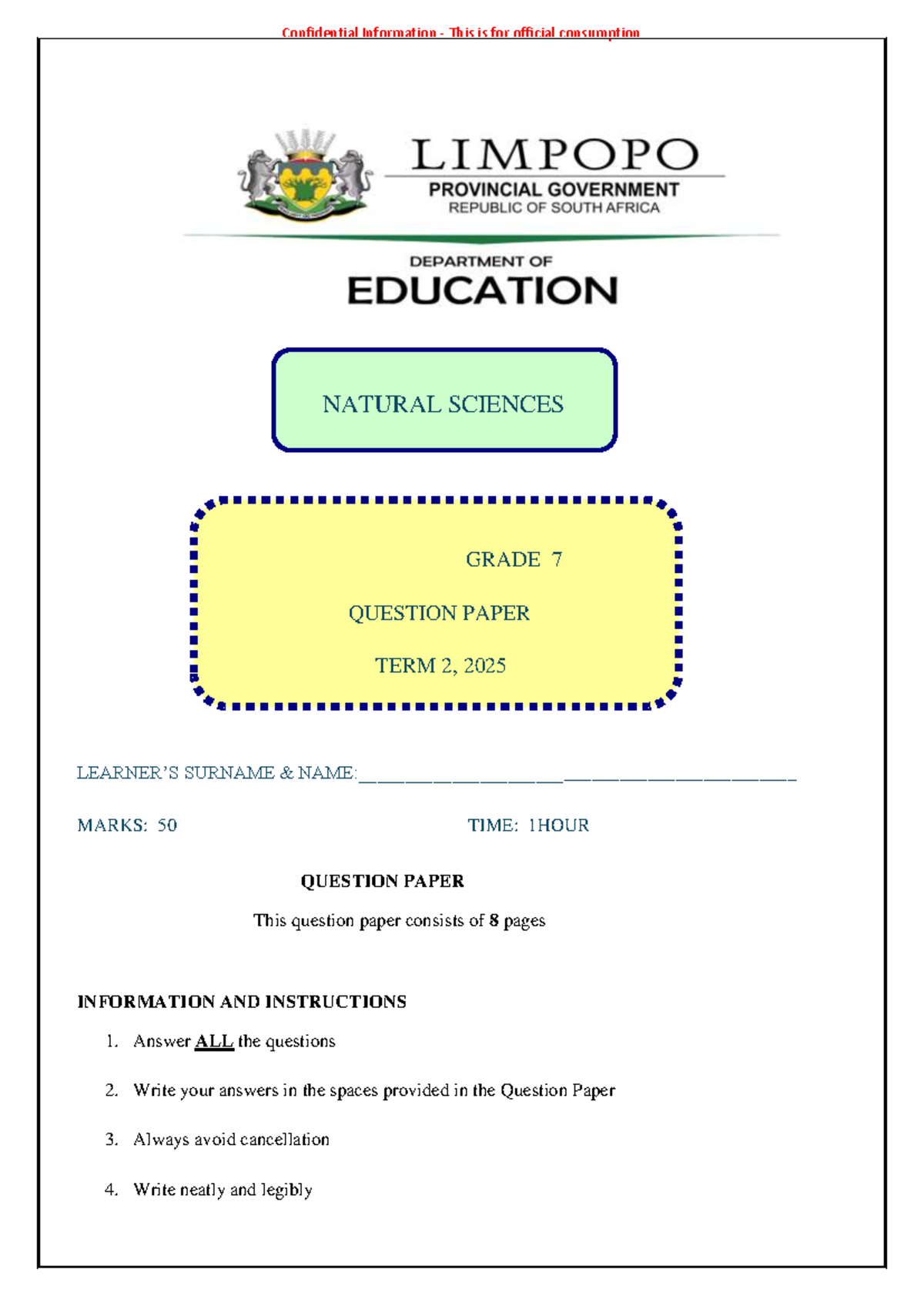 2025 NS TERM 2 Grade 7 EXAMINATION QUESTION PAPER - Studocu