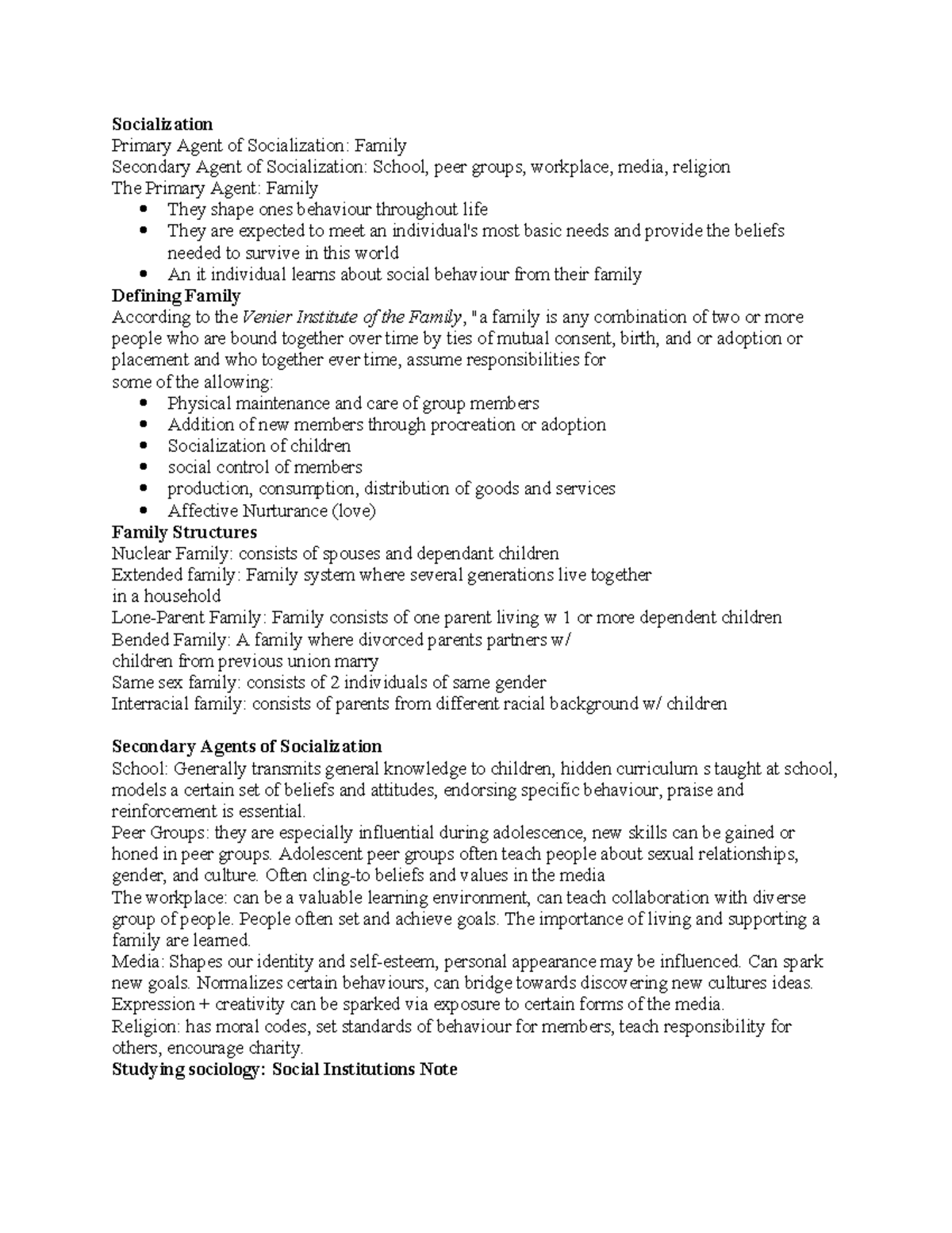 Understanding Altruism and Socialization Agents - SOC101 Notes - Studocu